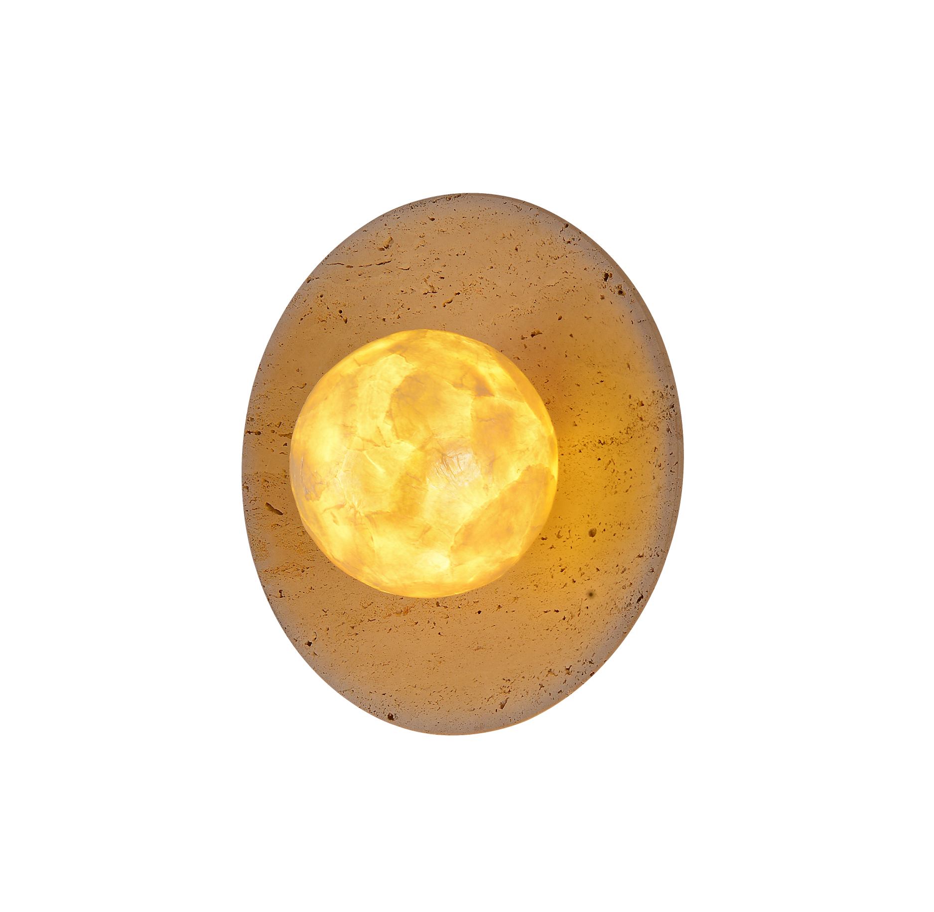 Candeeiro de parede oval com base em travertino natural Sheell Shade